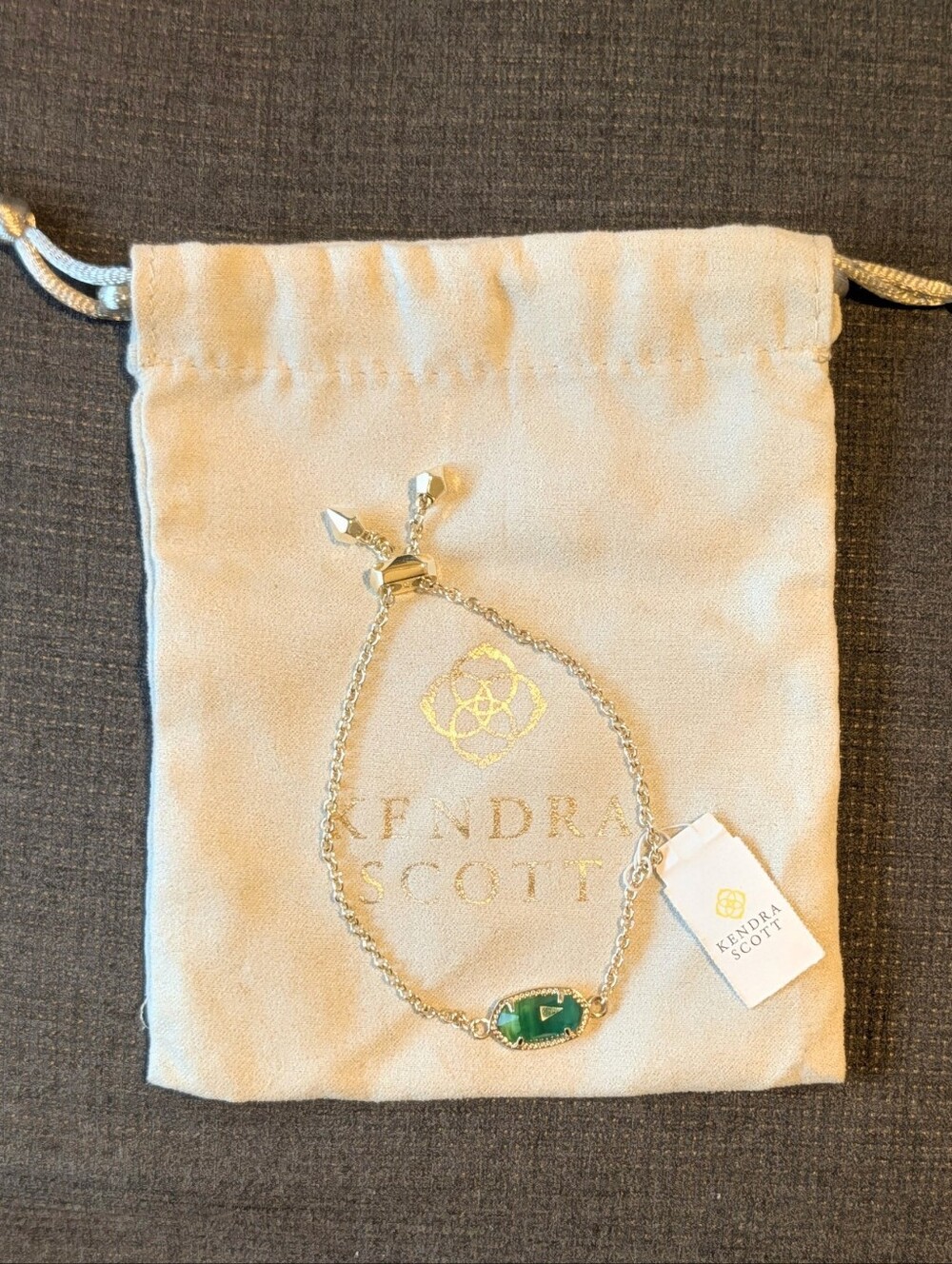 Elaina Gold Adjustable Chain Bracelet in Emerald Cat's Eye